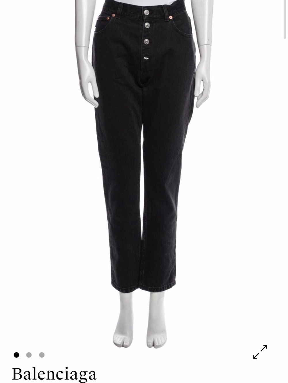 Balenciaga Black Button-Fly High-Rise Jeans